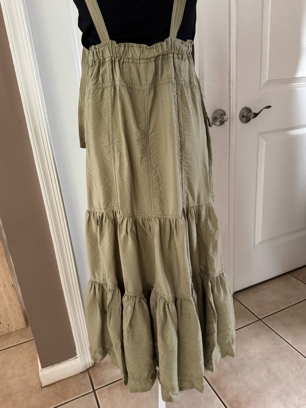 Anthropologie Pilcro Tiered Midi Pinafore Dress in Moss. Size S. MSRP $178 - Picture 16 of 16